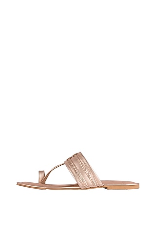 Rose Gold Faux Leather Kolhapuris by Gush