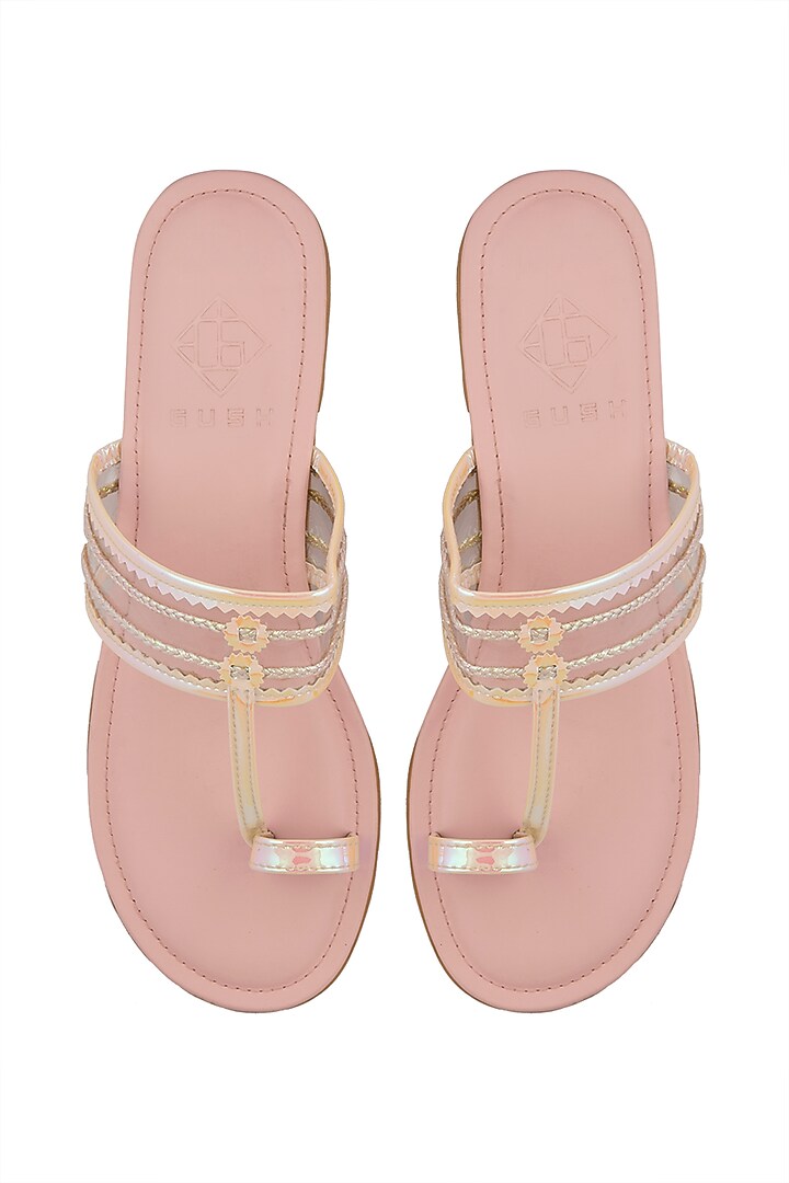 Pink Faux Leather Kolhapuris by Gush at Pernia's Pop Up Shop