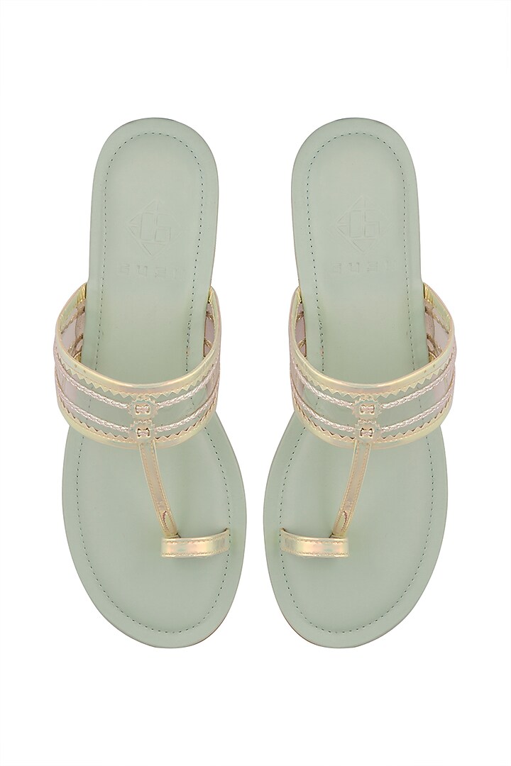 Mint Faux Leather Kolhapuris by Gush at Pernia's Pop Up Shop