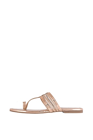 Rose Gold Faux Leather Kolhapuris by Gush