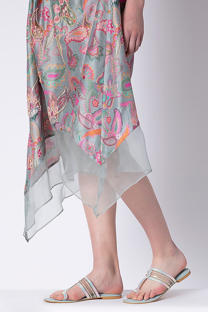 Light Blue Faux Leather Kolhapuris by Gush at Pernia's Pop Up Shop