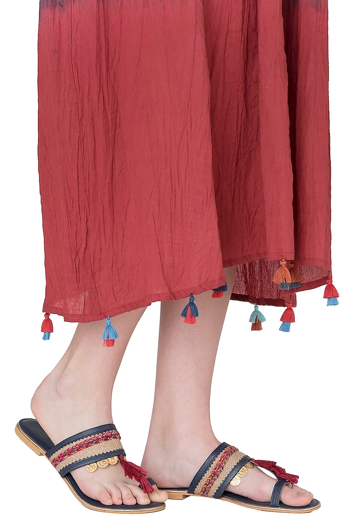 Navy blue tassel sandals available only at Pernia's Pop Up Shop.