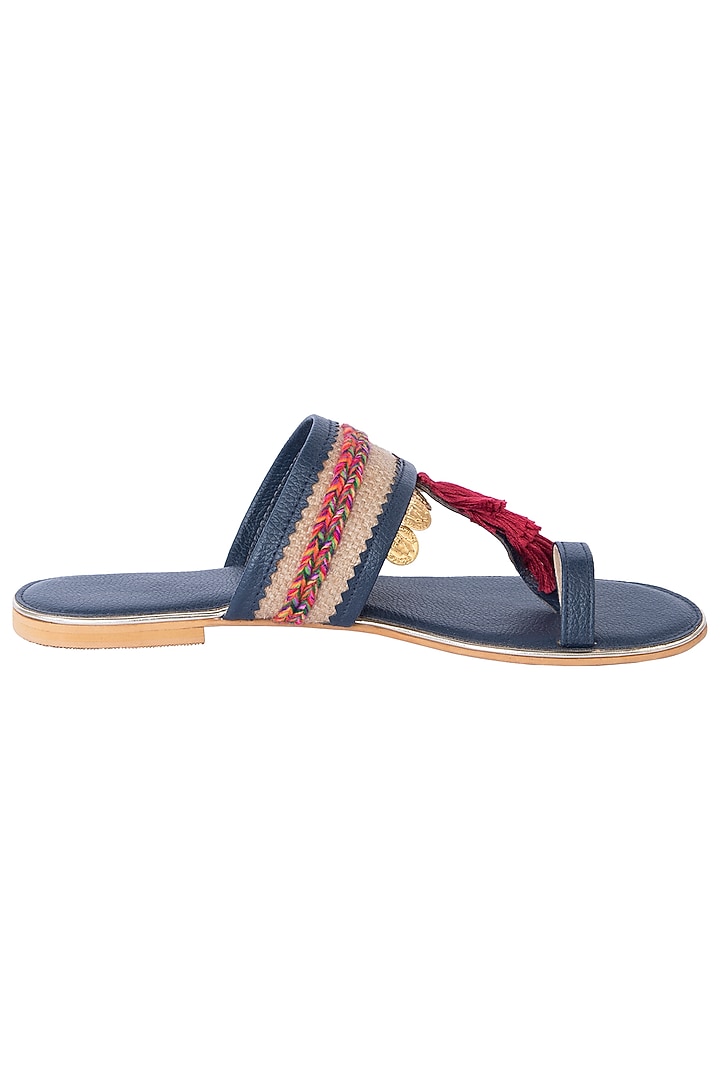 Navy blue tassel sandals available only at Pernia's Pop Up Shop.