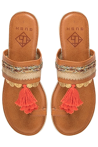 Tan Tassel Sandals by Gush