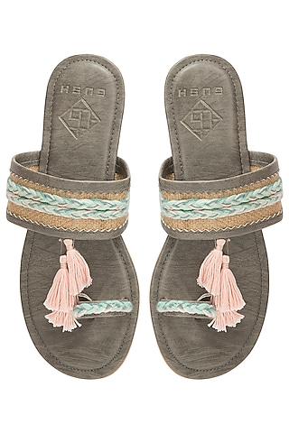 Grey Tassel Sandals by Gush
