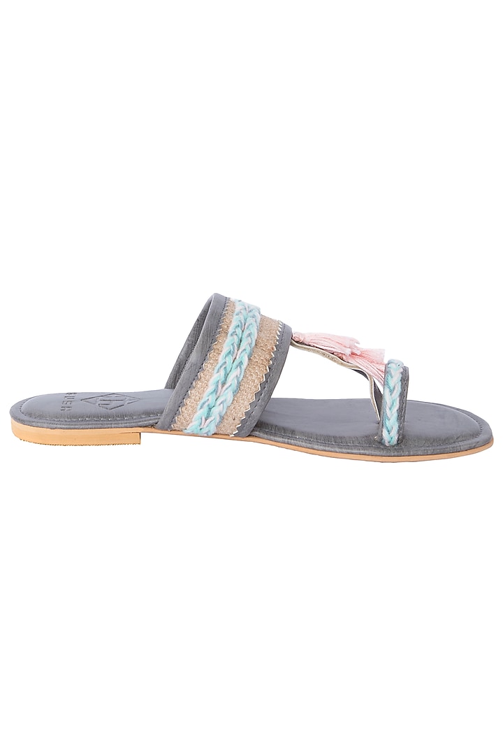 Grey tassel sandals available only at Pernia's Pop Up Shop.