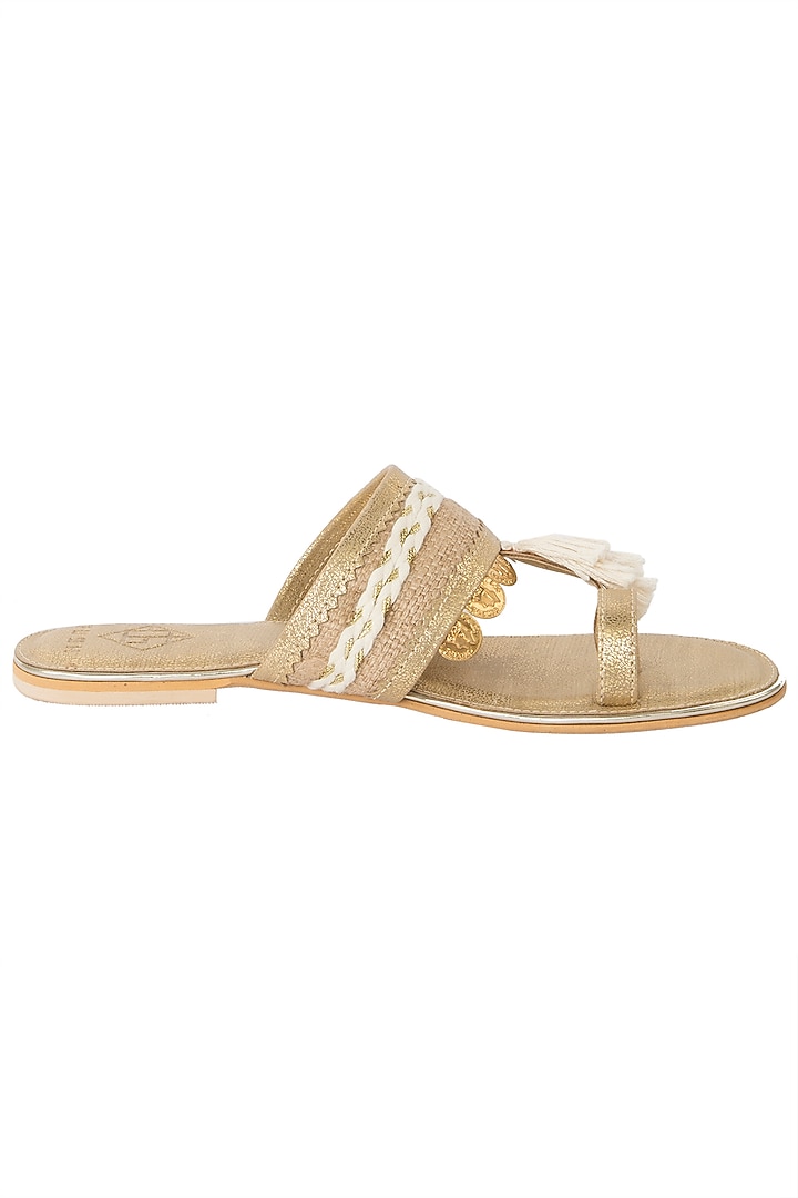 Gold tassel sandals available only at Pernia's Pop Up Shop.