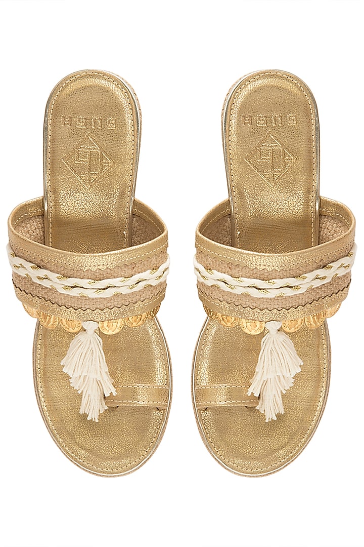 Gold Tassel Wedge Heels by Gush