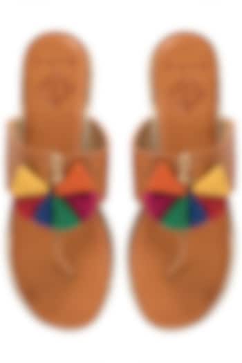 Tan Multi-Coloured Handspun Jute Sandals by Gush