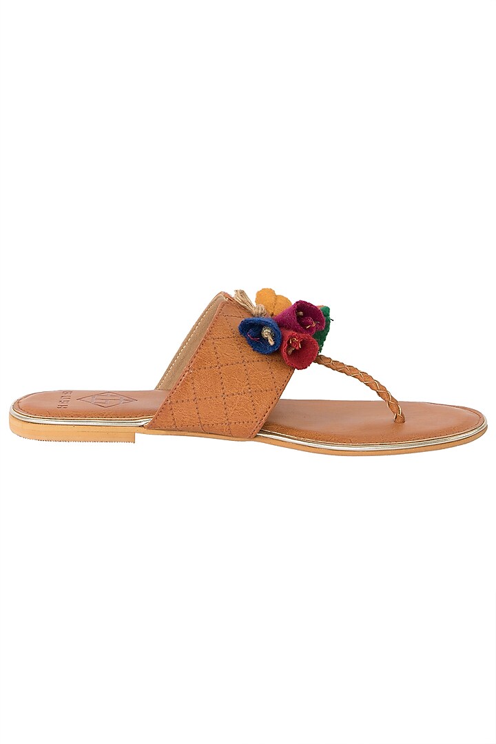 Tan multi-coloured handspun jute sandals available only at Pernia's Pop Up Shop.