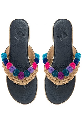 Multi-Coloured Pom Pom Sandals by Gush