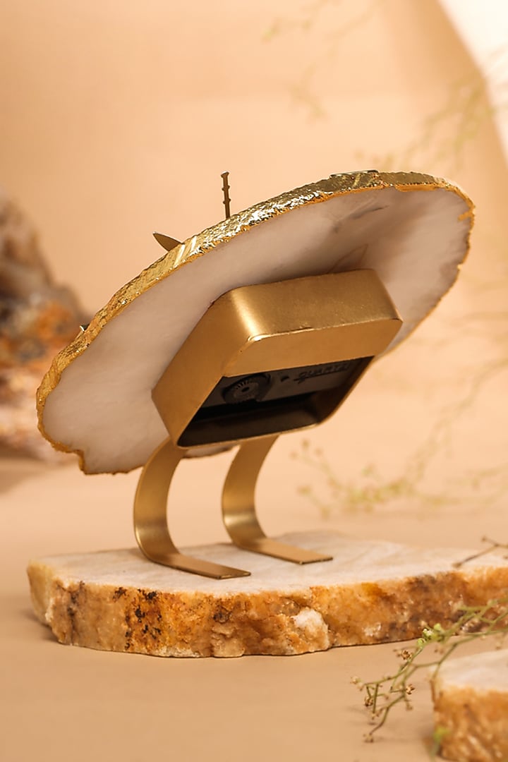 White Agate Stone Desk Clock by Gemtherapy at Pernia's Pop Up Shop