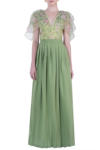 Light Green Layered Top by Geeta Handa