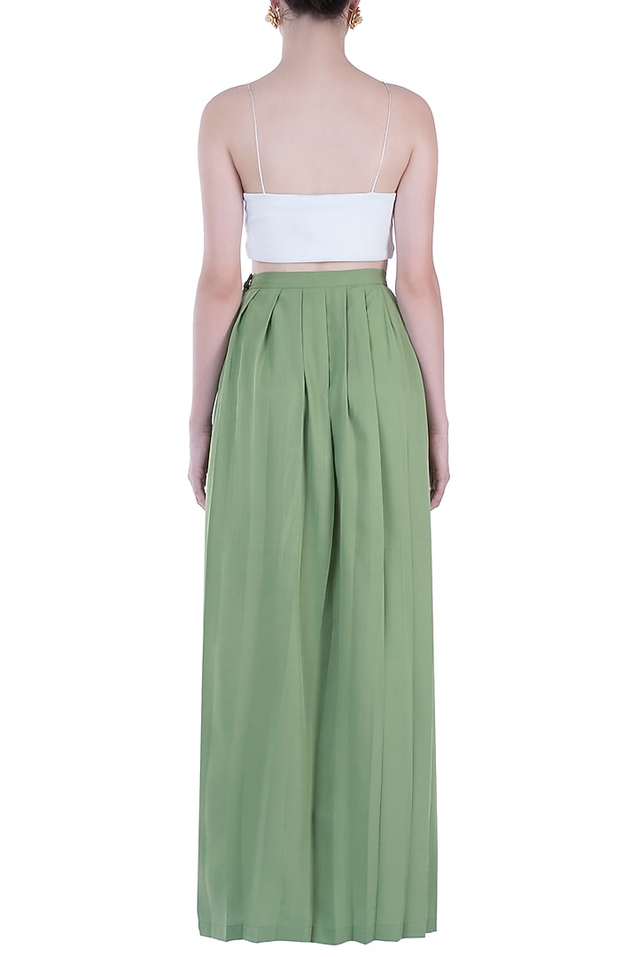 Light green pleated maxi skirt available only at Pernia's Pop Up Shop.