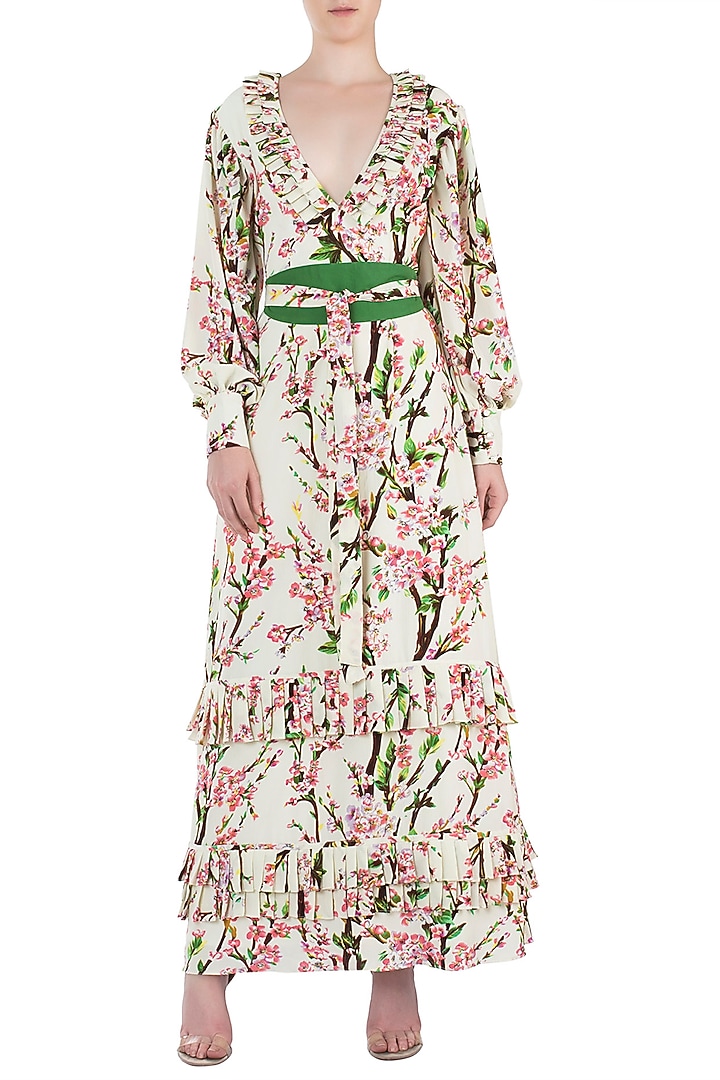 Cream and pink floral maxi dress available only at Pernia's Pop Up Shop.