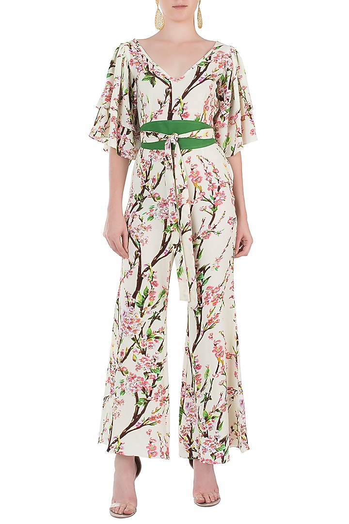 Cream and pink floral jumpsuit available only at Pernia's Pop Up Shop.