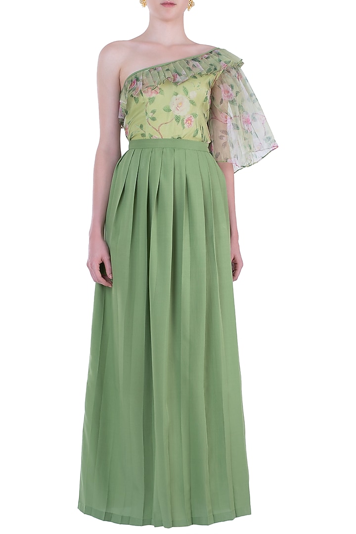 Light green one shoulder top available only at Pernia's Pop Up Shop.