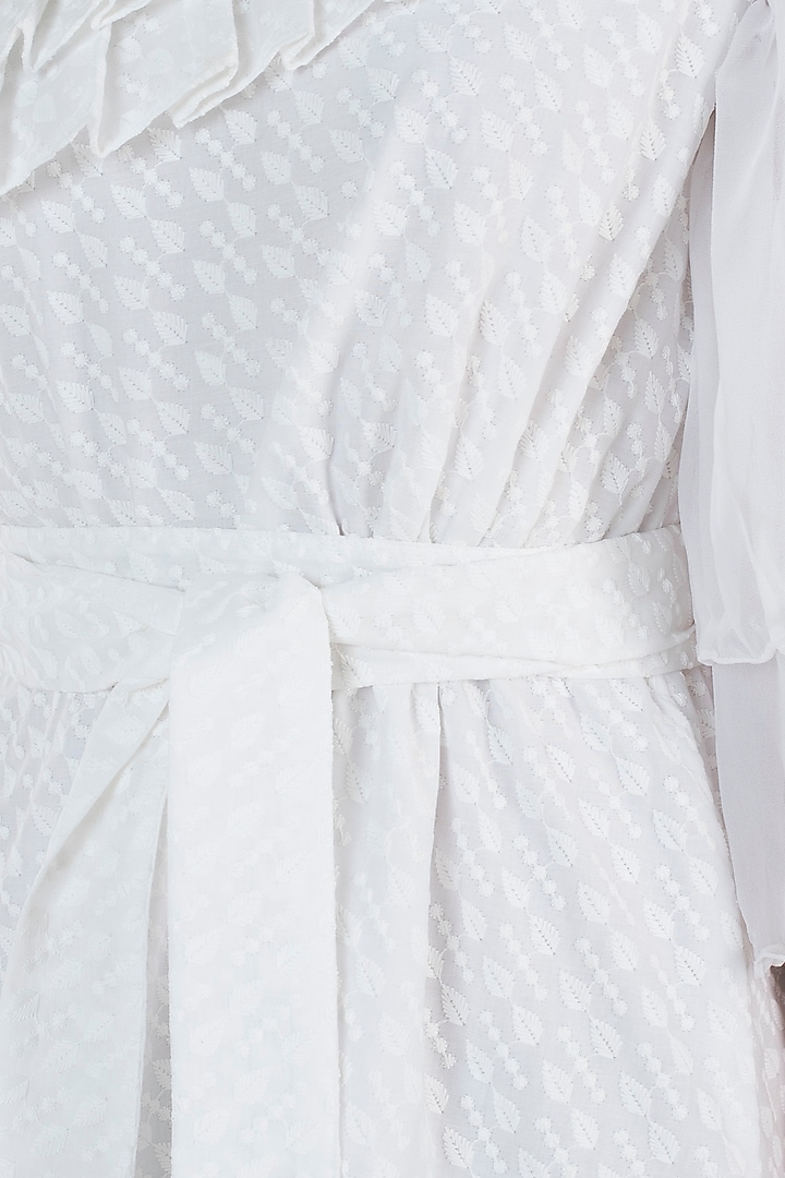 Ivory chikankari one shoulder dress available only at Pernia's Pop Up Shop.