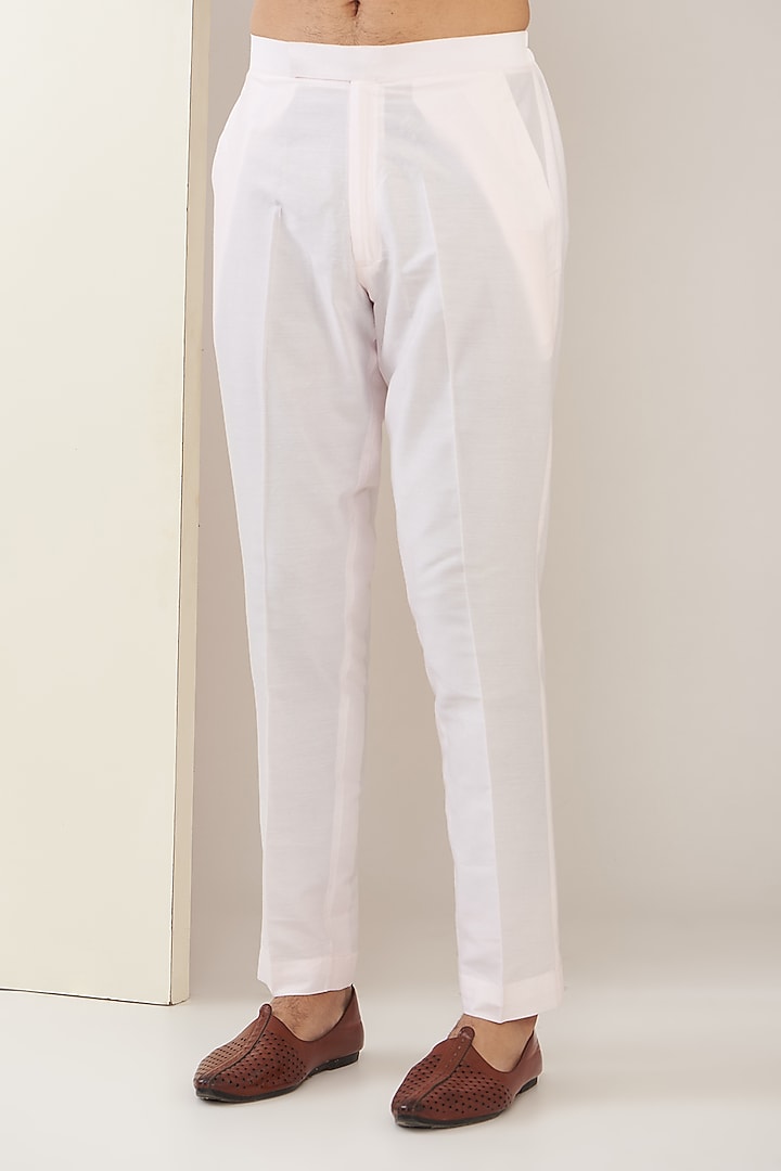 Ivory Cotton Silk Mirror Work Kurta Set by GUJRALS at Pernia's Pop Up Shop