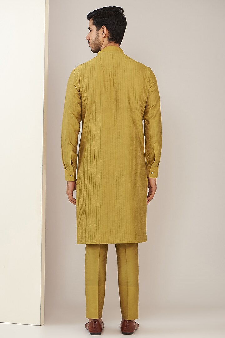 Yellowish Mustard Cotton Silk Kurta Set by GUJRALS at Pernia's Pop Up Shop