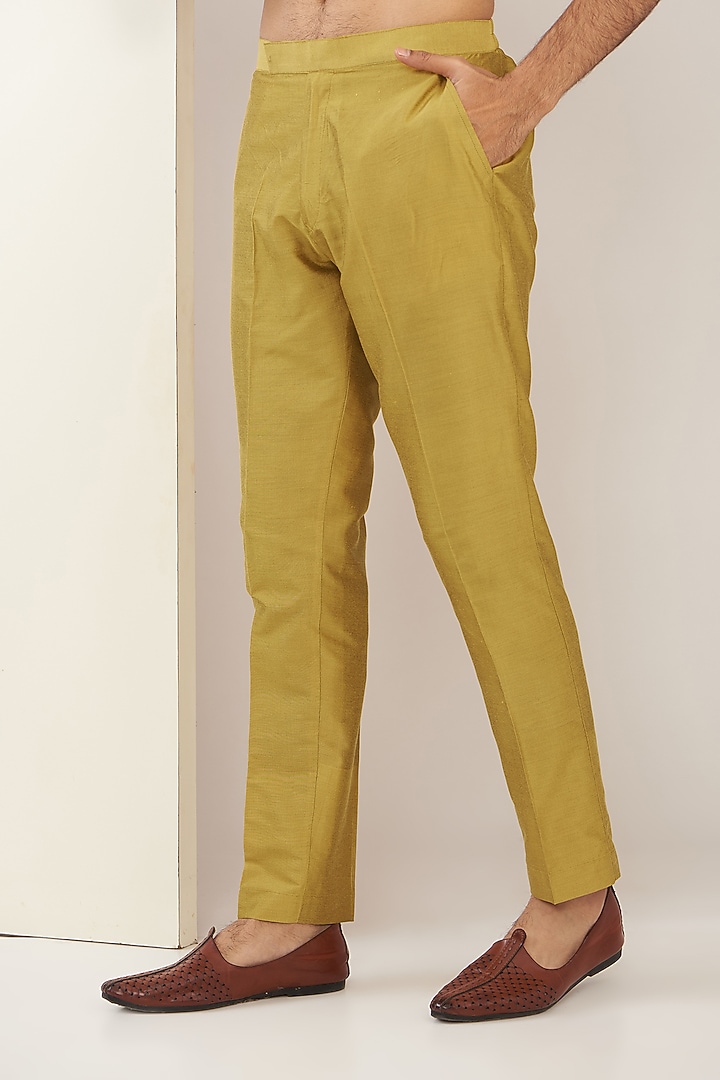 Yellowish Mustard Cotton Silk Kurta Set by GUJRALS at Pernia's Pop Up Shop