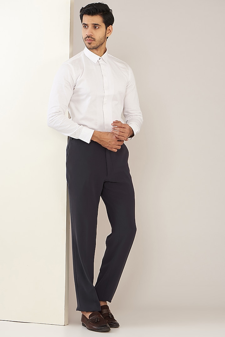 Grey Terry Rayon Embroidered Tuxedo Set by GUJRALS at Pernia's Pop Up Shop