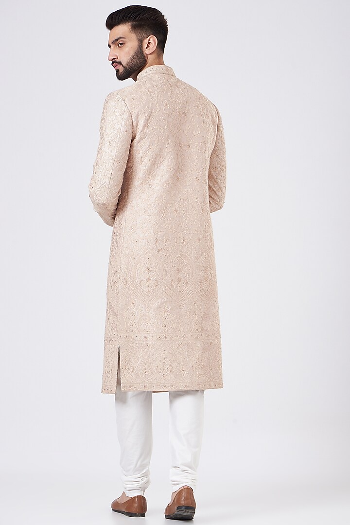 Rose Pink Silk Groom Sherwani Set by GUJRALS at Pernia's Pop Up Shop