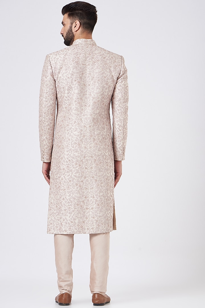Rose Pink Silk Groom Sherwani Set by GUJRALS at Pernia's Pop Up Shop