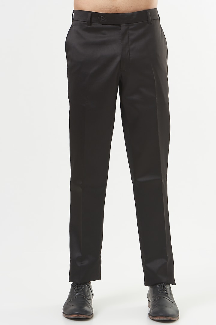Black Rayon Embroidered Tuxedo Set by GUJRALS at Pernia's Pop Up Shop
