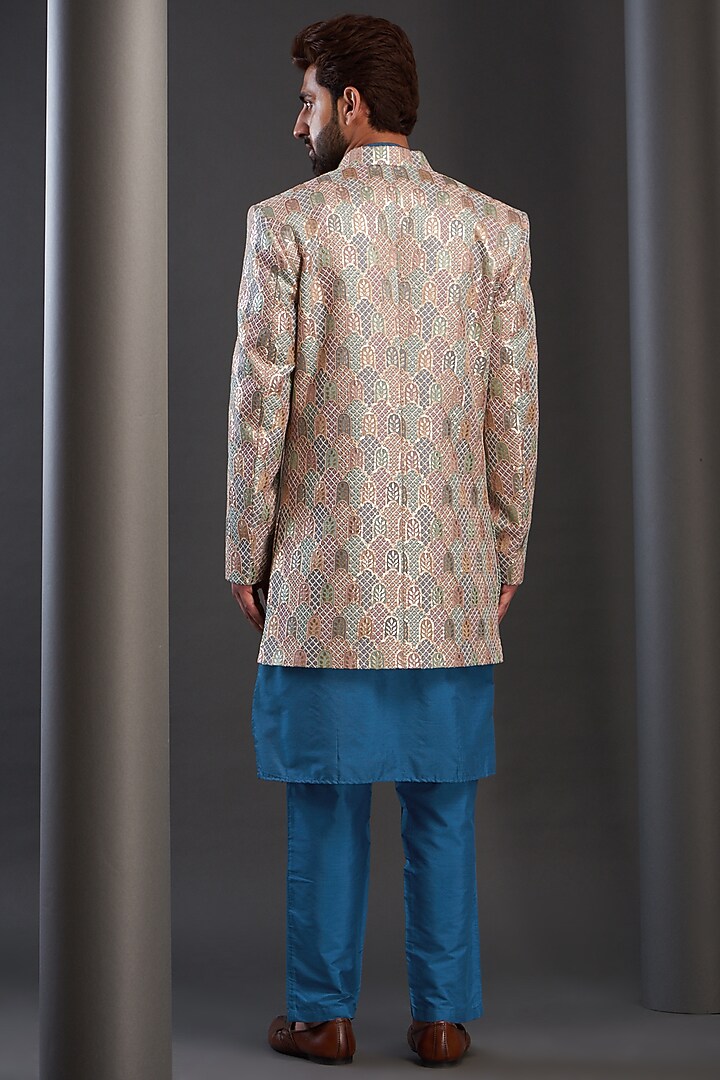 Multi-Colored Georgette Embroidered Wedding Indowestern by GUJRALS at Pernia's Pop Up Shop
