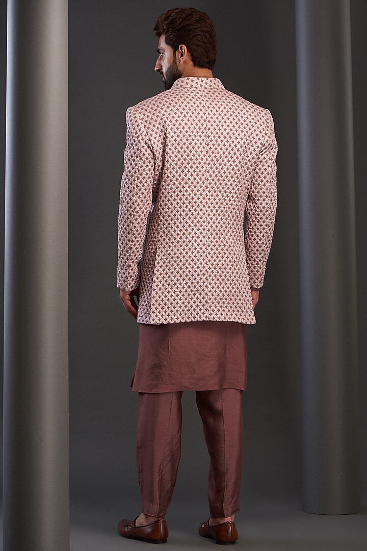 Rust Rayon Wedding Indowestern Jacket by GUJRALS at Pernia's Pop Up Shop