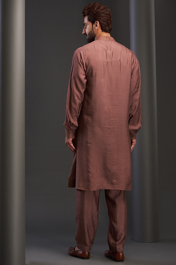 Rust Cotton Silk Kurta Set by GUJRALS at Pernia's Pop Up Shop