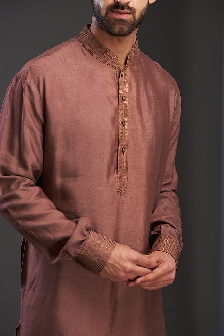 Rust Cotton Silk Kurta Set by GUJRALS at Pernia's Pop Up Shop