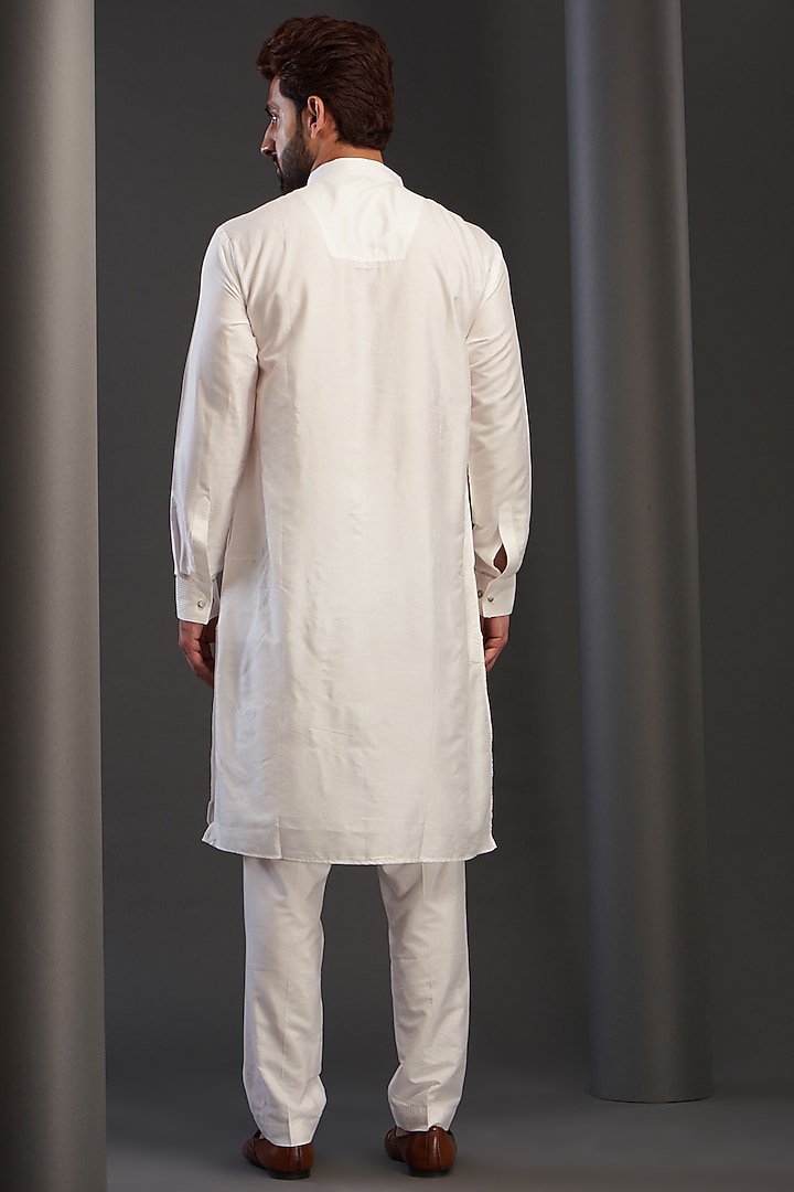 Ivory Silk Kurta Set by GUJRALS at Pernia's Pop Up Shop