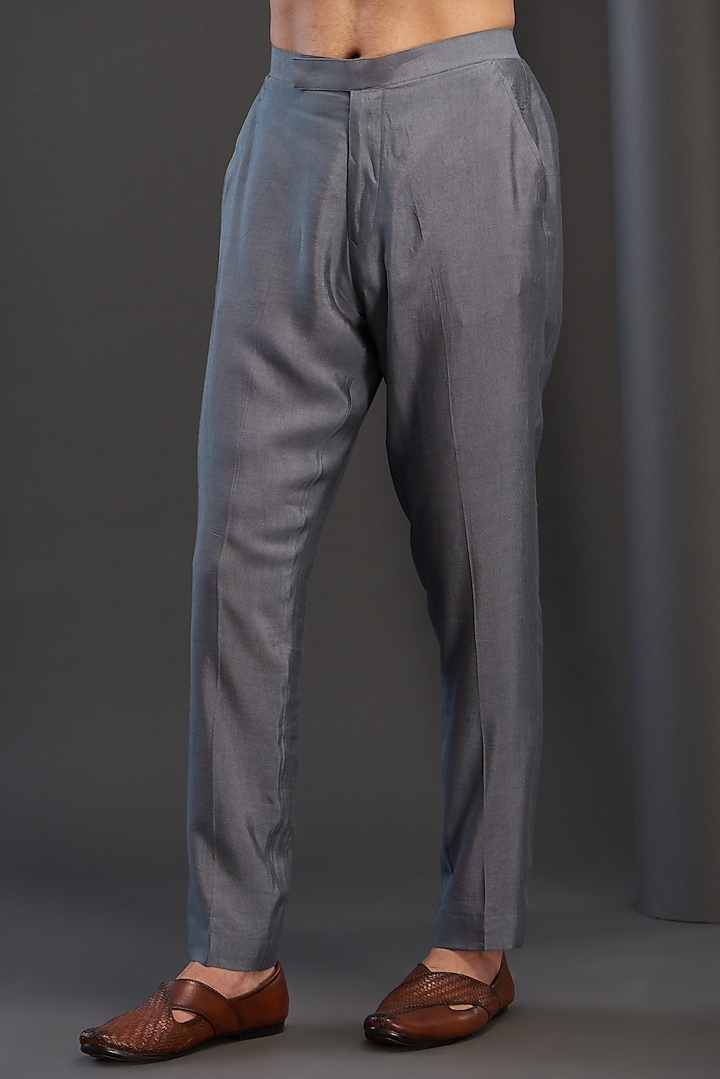 Grey Silk Kurta Set by GUJRALS at Pernia's Pop Up Shop