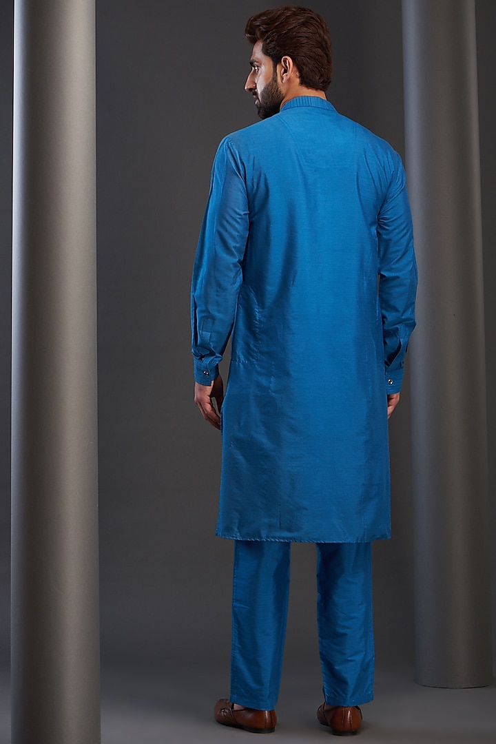 Royal Blue Silk Kurta by GUJRALS at Pernia's Pop Up Shop