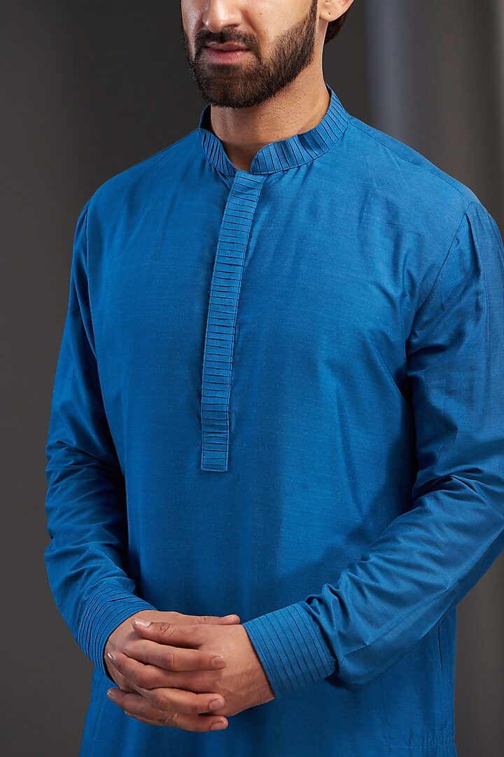 Royal Blue Silk Kurta by GUJRALS at Pernia's Pop Up Shop
