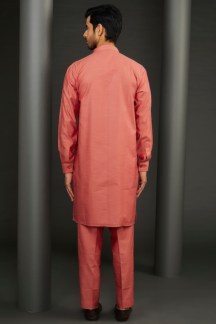 Rust Cotton Silk Embroidered Wedding Sherwani Set by GUJRALS at Pernia's Pop Up Shop