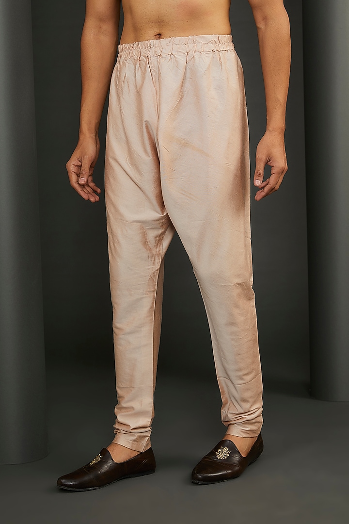 Rose Gold Silk Hand Embellished Groom Sherwani Set by GUJRALS at Pernia's Pop Up Shop