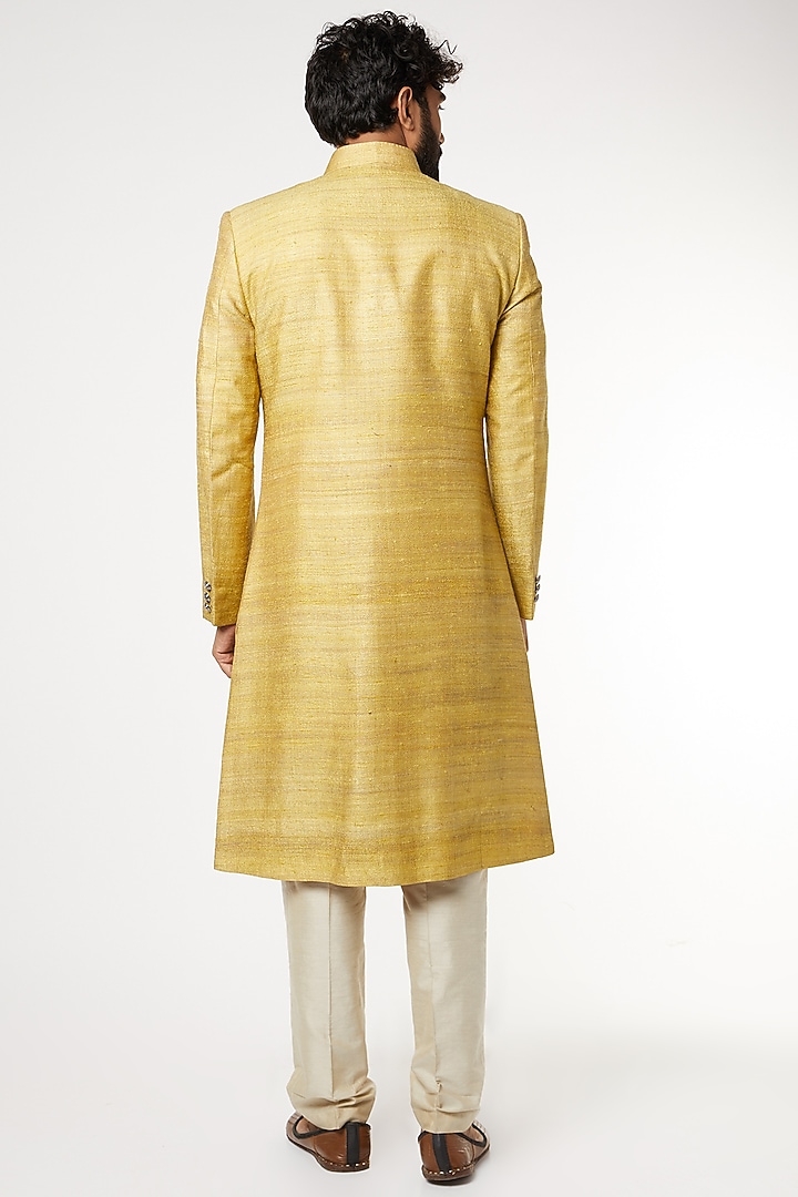 Yellow Achkan Wedding Sherwani Set by GUJRALS at Pernia's Pop Up Shop