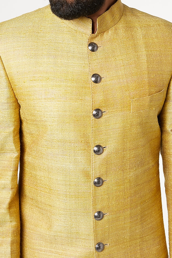 Yellow Achkan Wedding Sherwani Set by GUJRALS at Pernia's Pop Up Shop