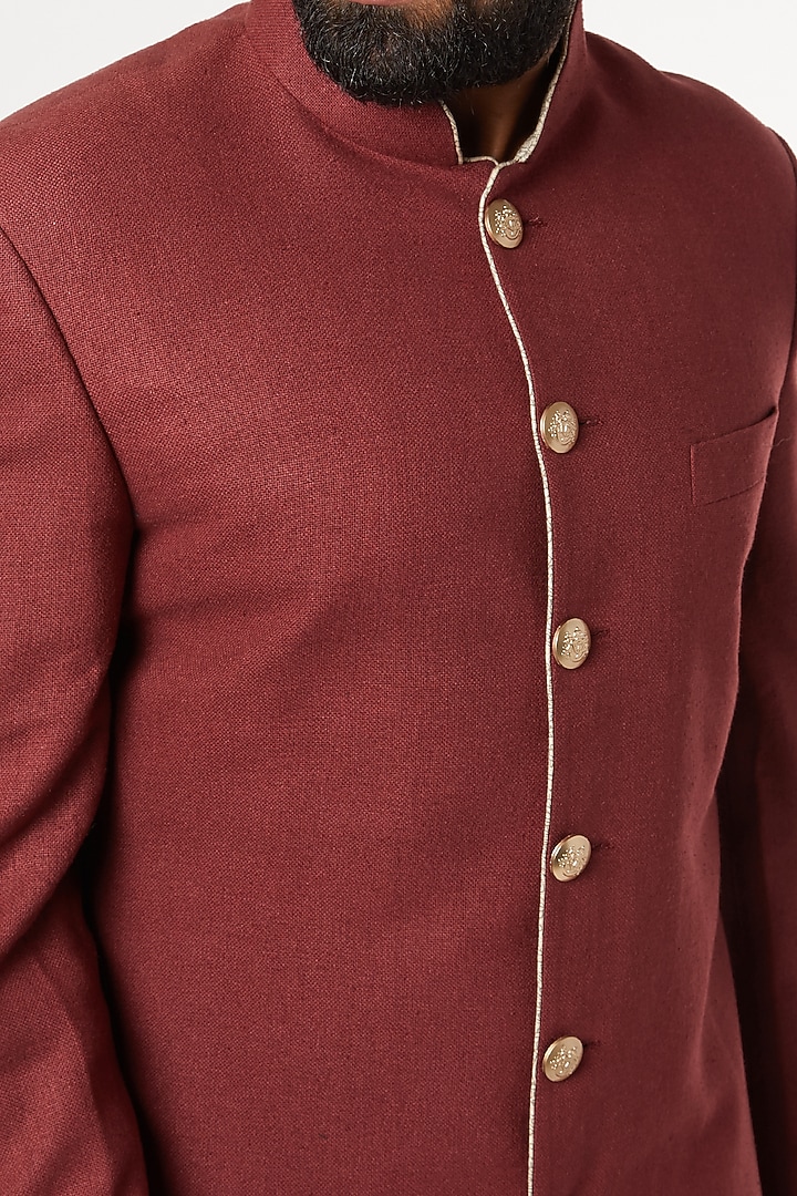 Maroon Achkan Wedding Sherwani Set by GUJRALS at Pernia's Pop Up Shop