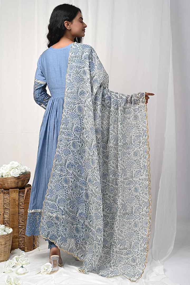 Grey Embroidered Anarkali Set by Gulabik Jaipur at Pernia's Pop Up Shop