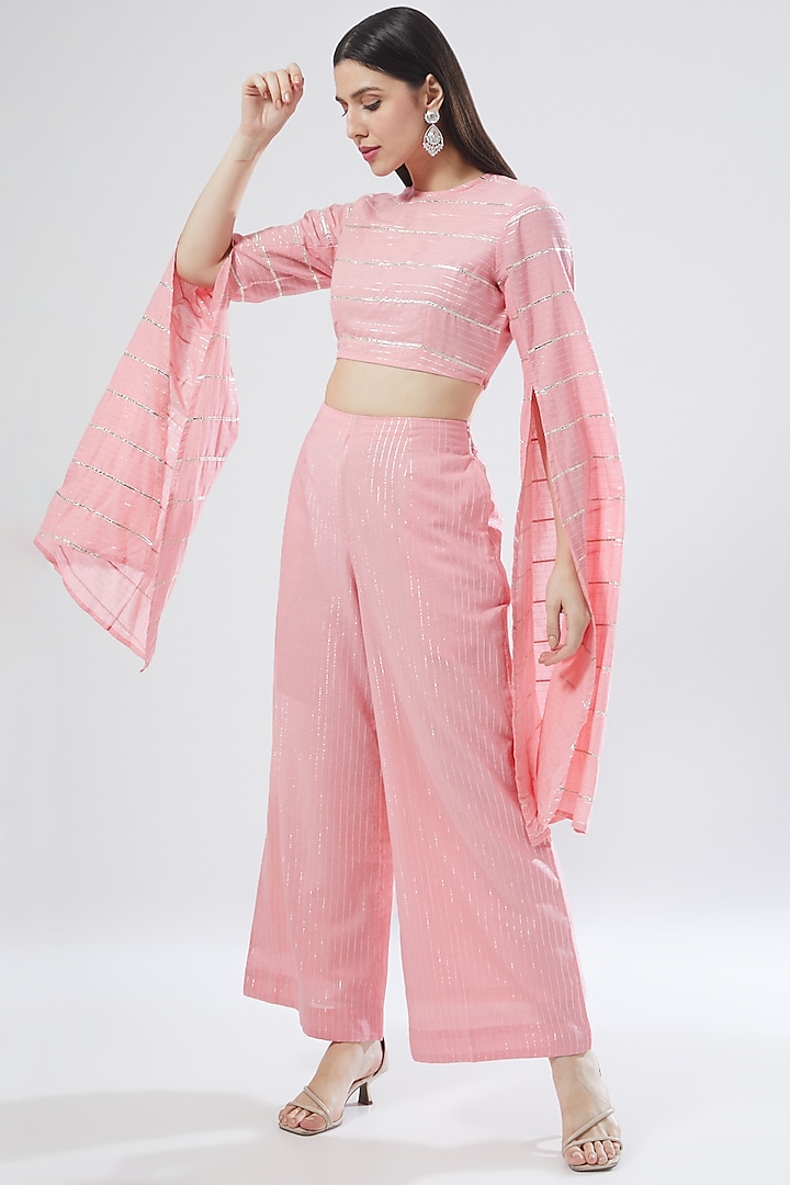 Pink Cotton Co-Ord Set by Gulaal Creations