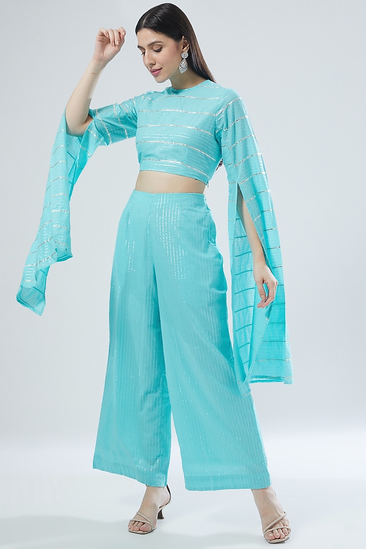 Blue Cotton Co-Ord Set by Gulaal Creations