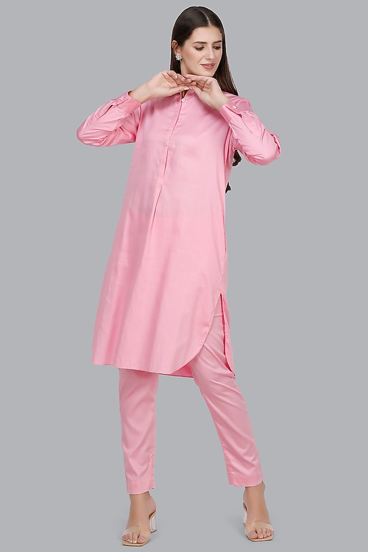 Peach Cotton Cigarette Pants by Gulabo By Abu Sandeep at Pernia's Pop Up Shop