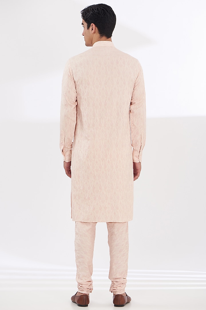 Pink Silk Dabka Embroidered Groom Sherwani Set by Gaurav & Apoorva at Pernia's Pop Up Shop