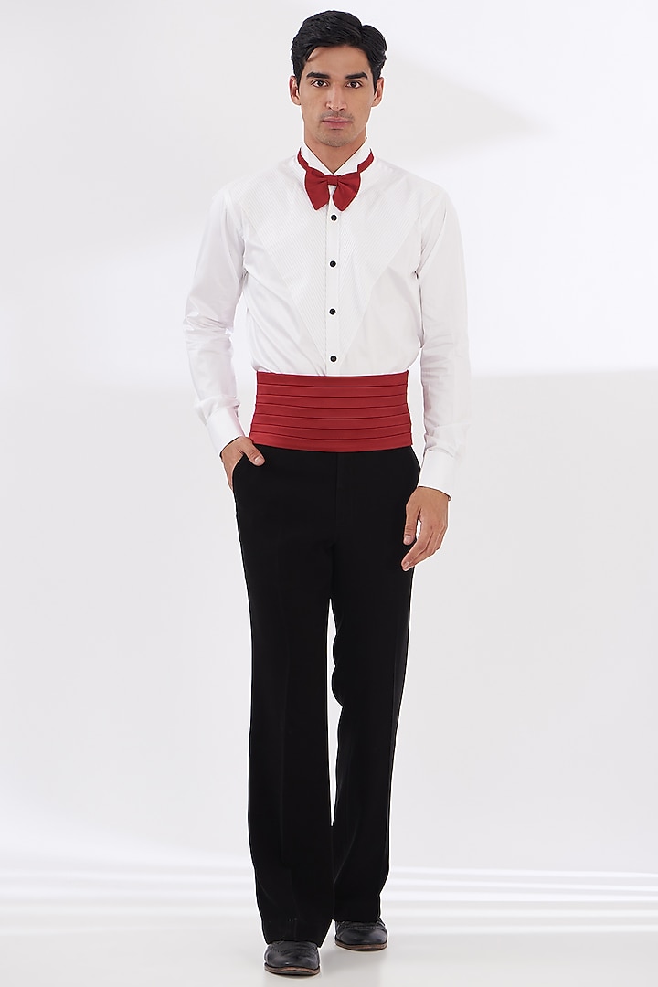 Black Italian Lycra Tuxedo Set by Gaurav & Apoorva at Pernia's Pop Up Shop