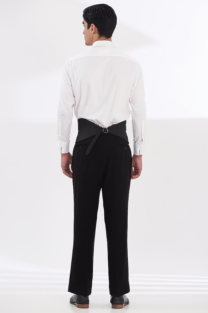 Black Italian Lycra Hand Embroidered Tuxedo Set by Gaurav & Apoorva at Pernia's Pop Up Shop