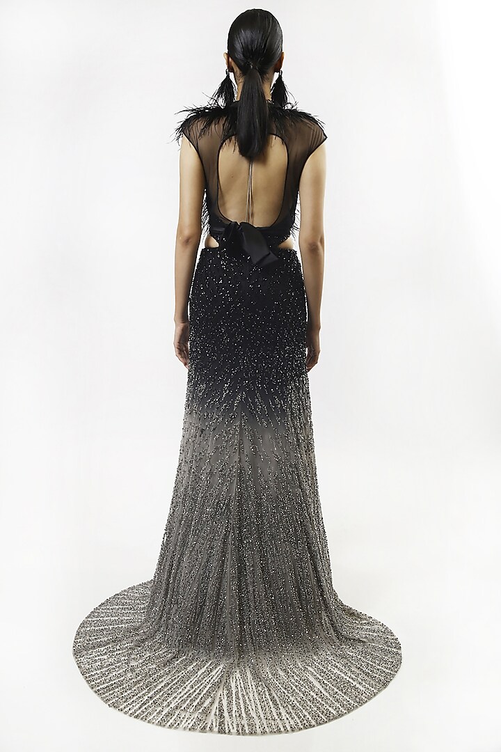 Silver & Black Ombre Embellished Gown by Rohit Gandhi & Rahul Khanna at Pernia's Pop Up Shop